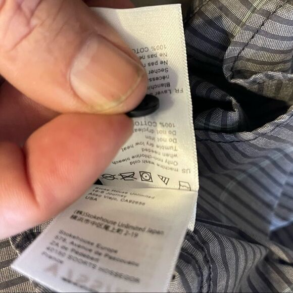 Medium Vissla Charcoal-Gray Striped LS Button Down Shirt - Picture 7 of 7